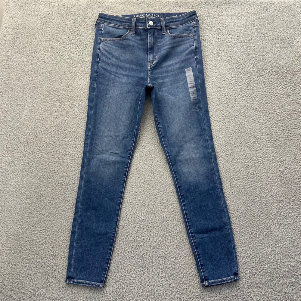 American Eagle High Rise Jegging Jeans Next Level Stretch Blue Womens 12 Regular